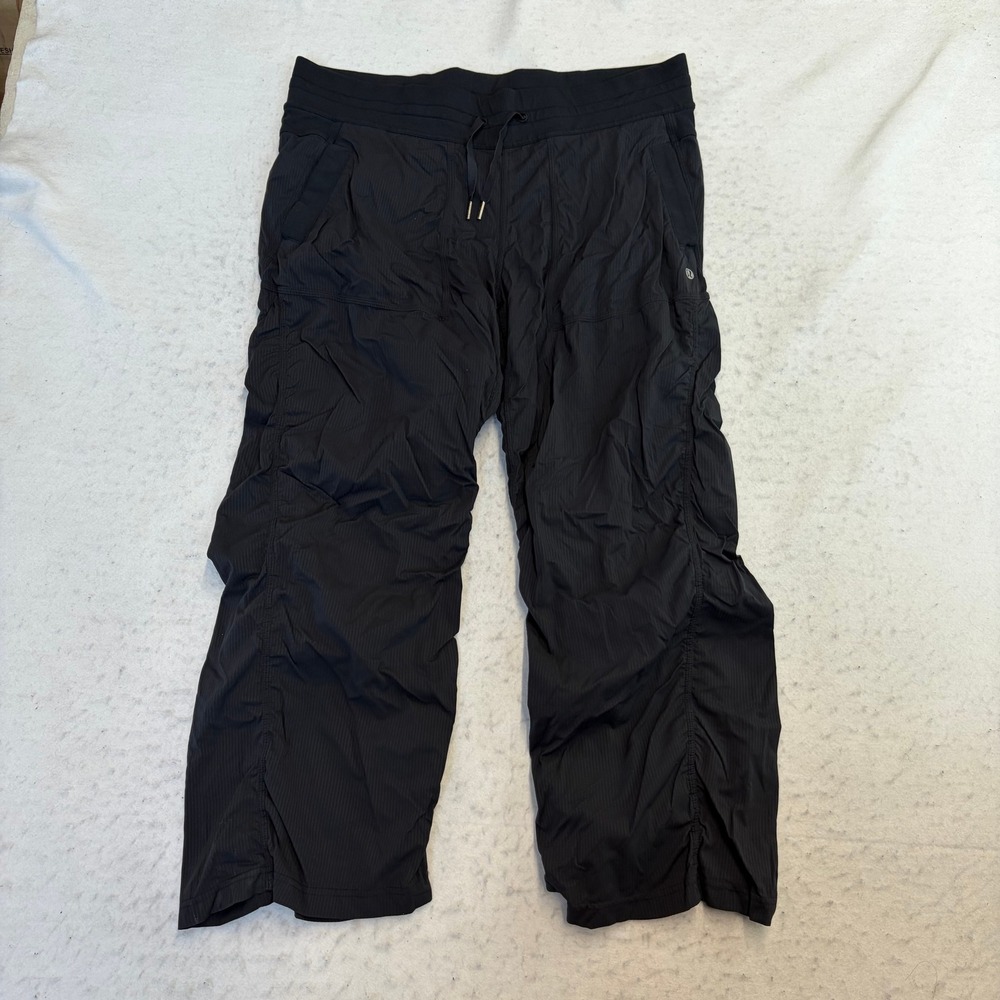 Lululemon Dance Studio Crop Pants Womens 12 Black Ruched Drawstring